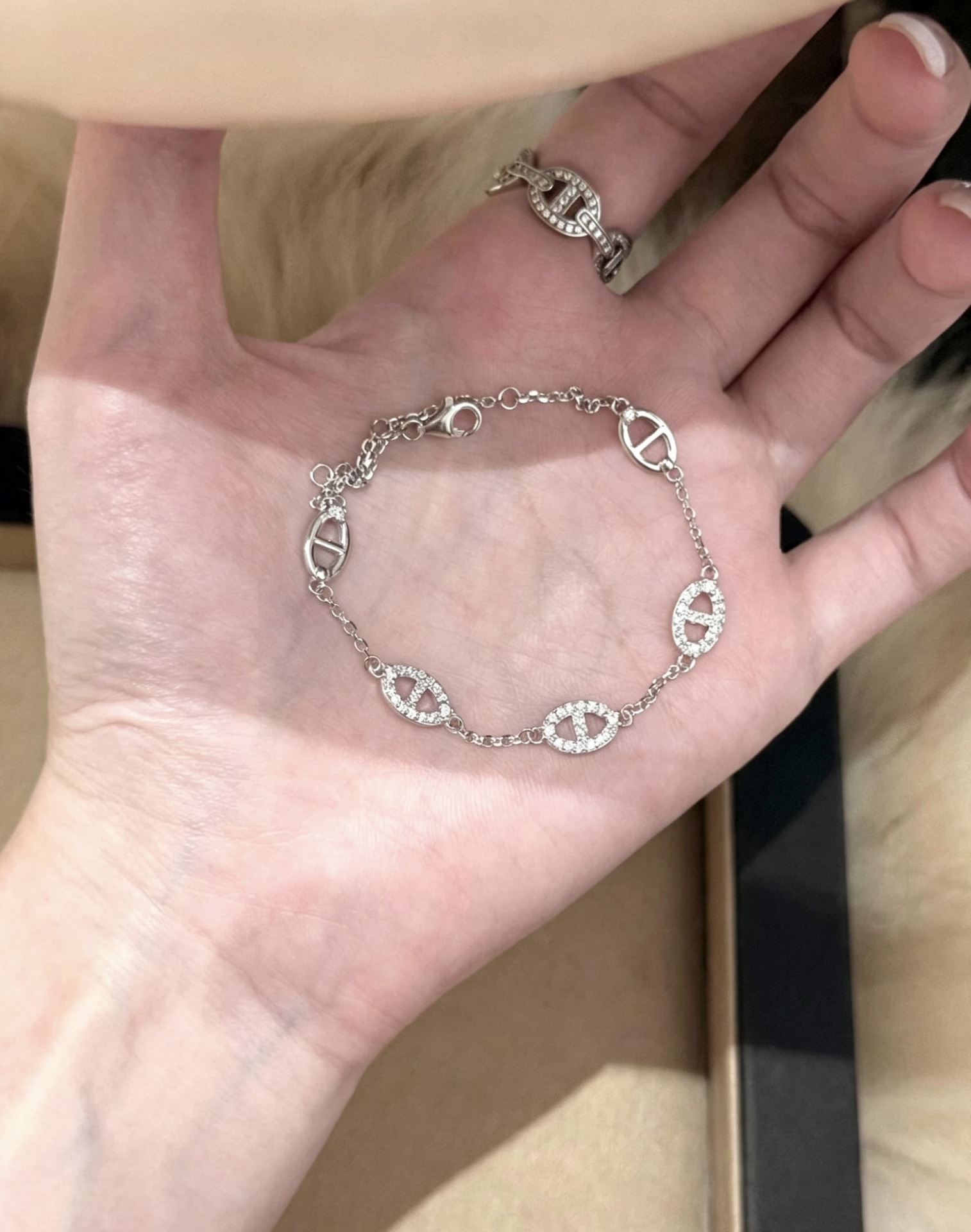 S925 Sterlingsilber Schweinennase Armband mit Zirkonia