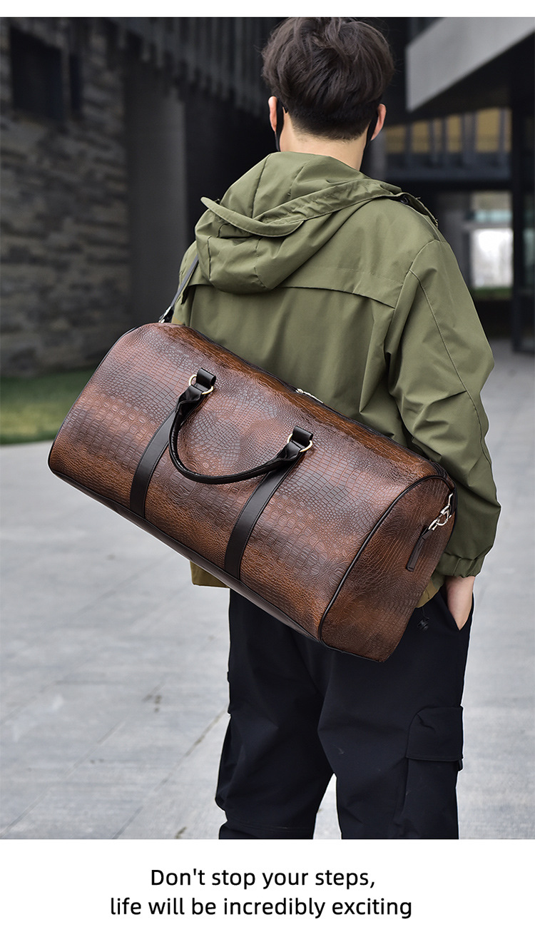 Men's travel bag, crocodile pattern, outdoor sports
