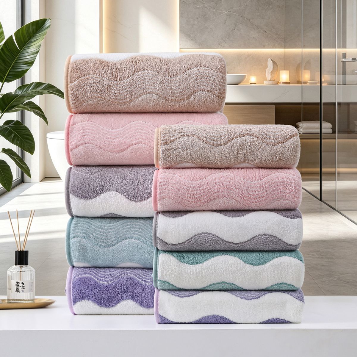 Coral fleece towel set, thick and quick-drying