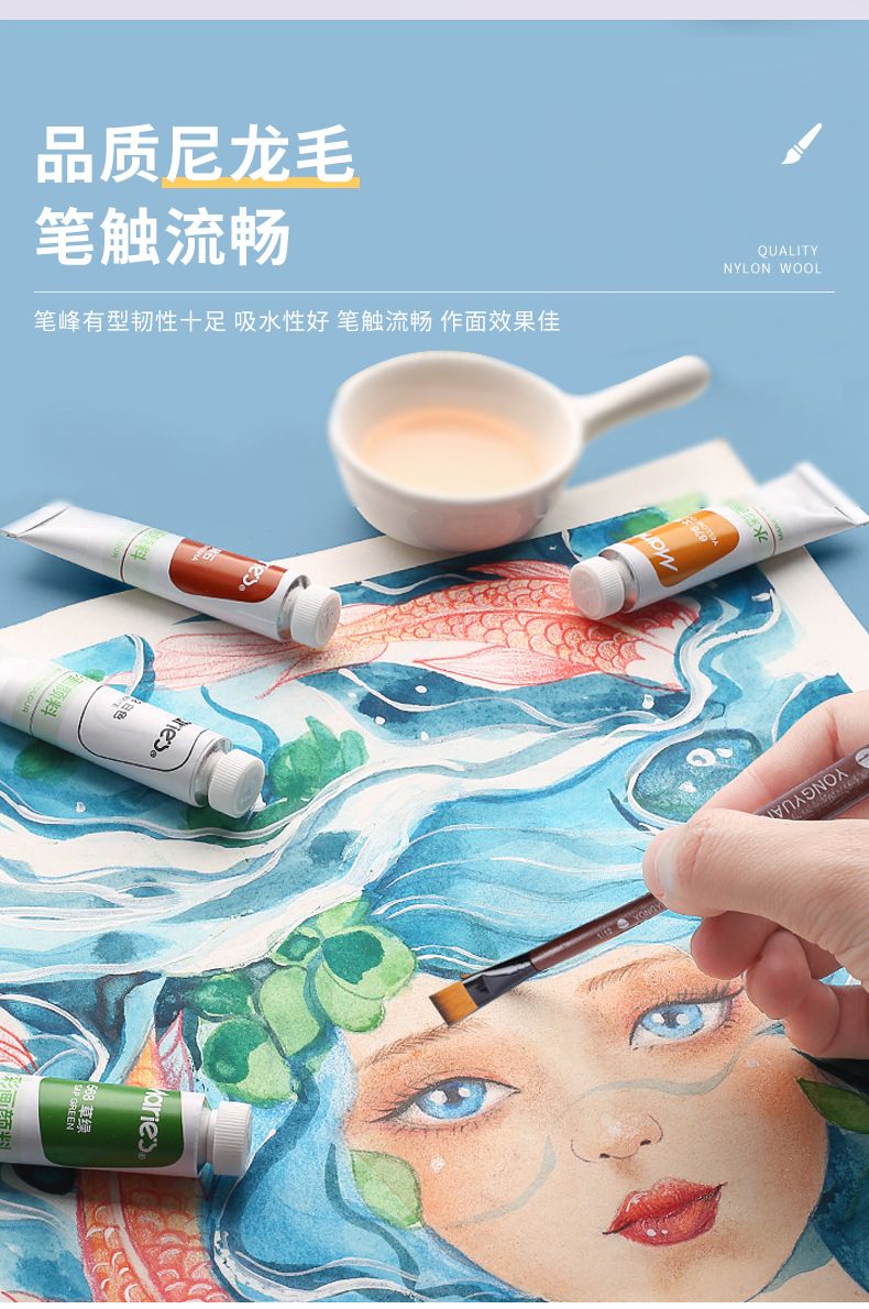 厂家直供批发 油画笔820尼龙毛笔刷 水粉画笔 单双号6支套装