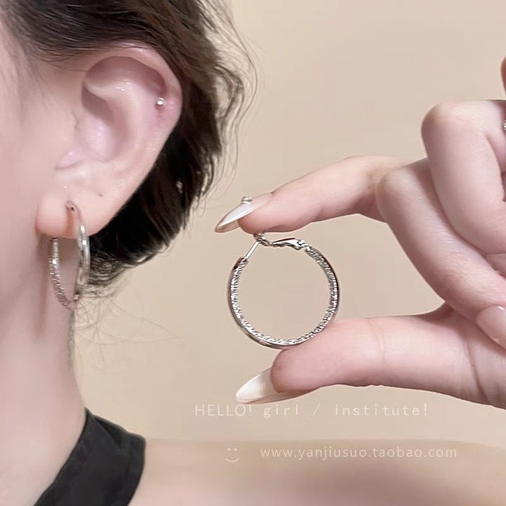 S925 silver hoop earrings, minimalist, fashion, versatile
