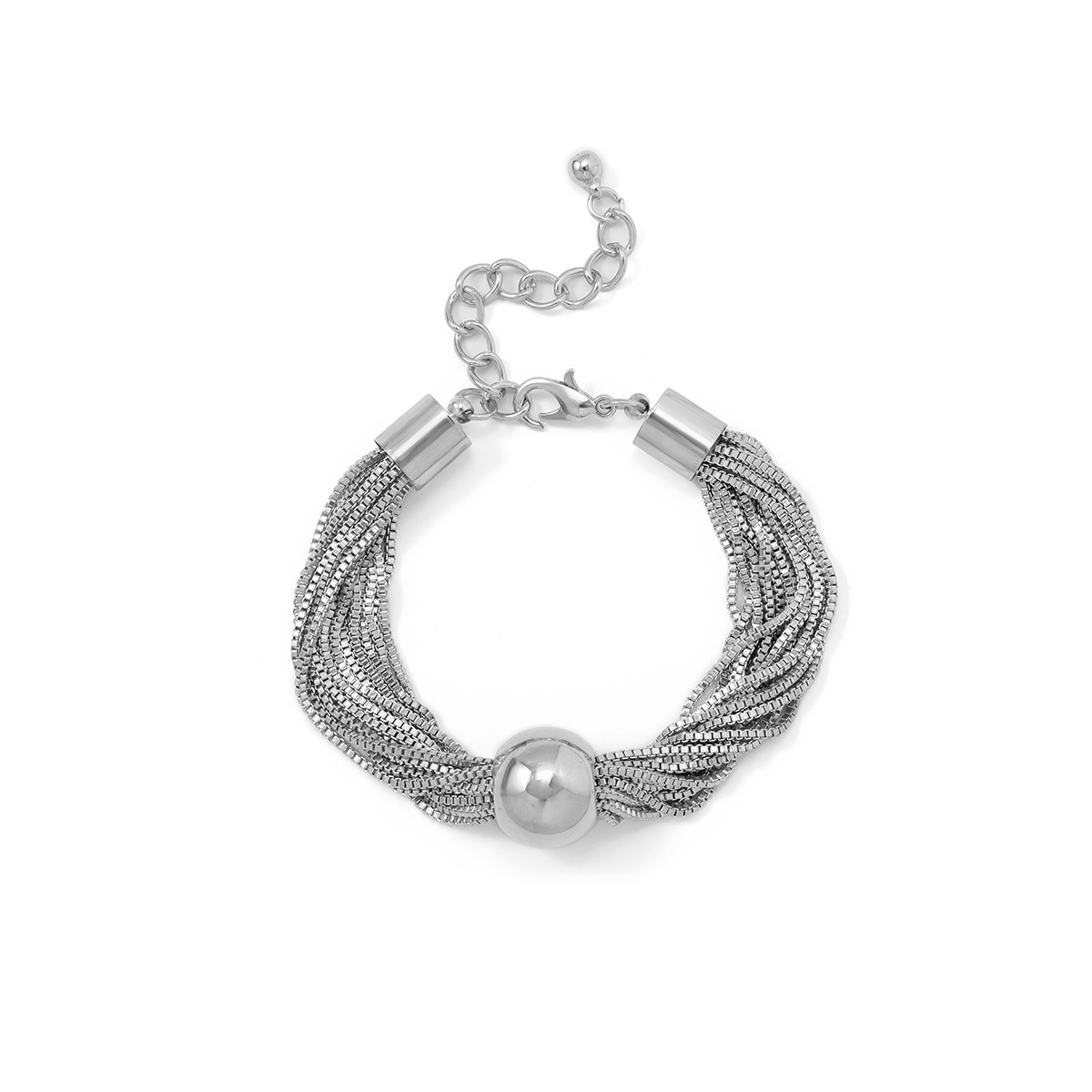 Multi-layer chain pendant necklace with spherical design