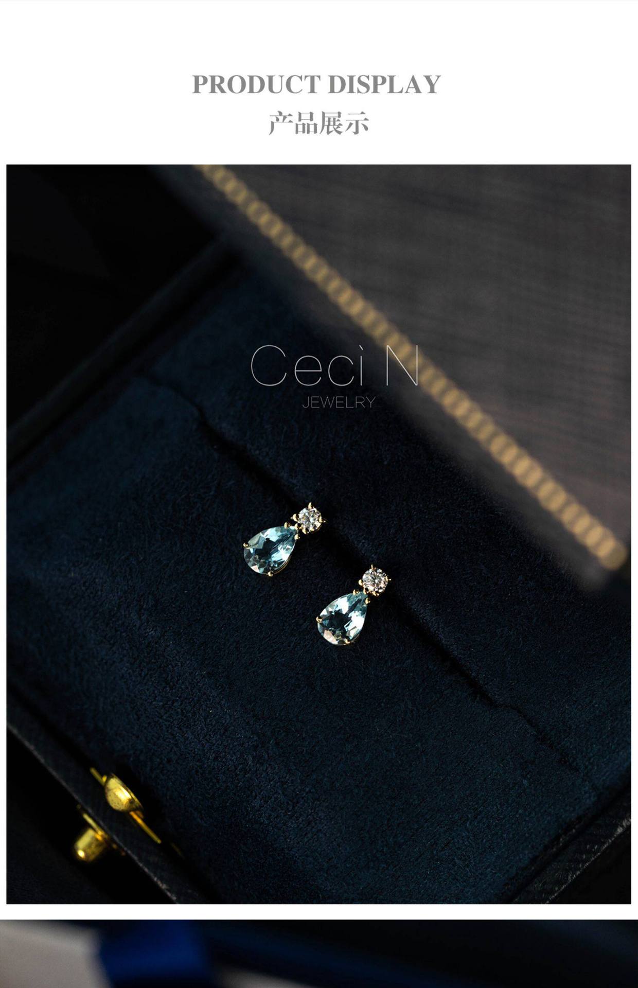 London Blue Topaz 18K gold water drop earrings, S925 sterling silver