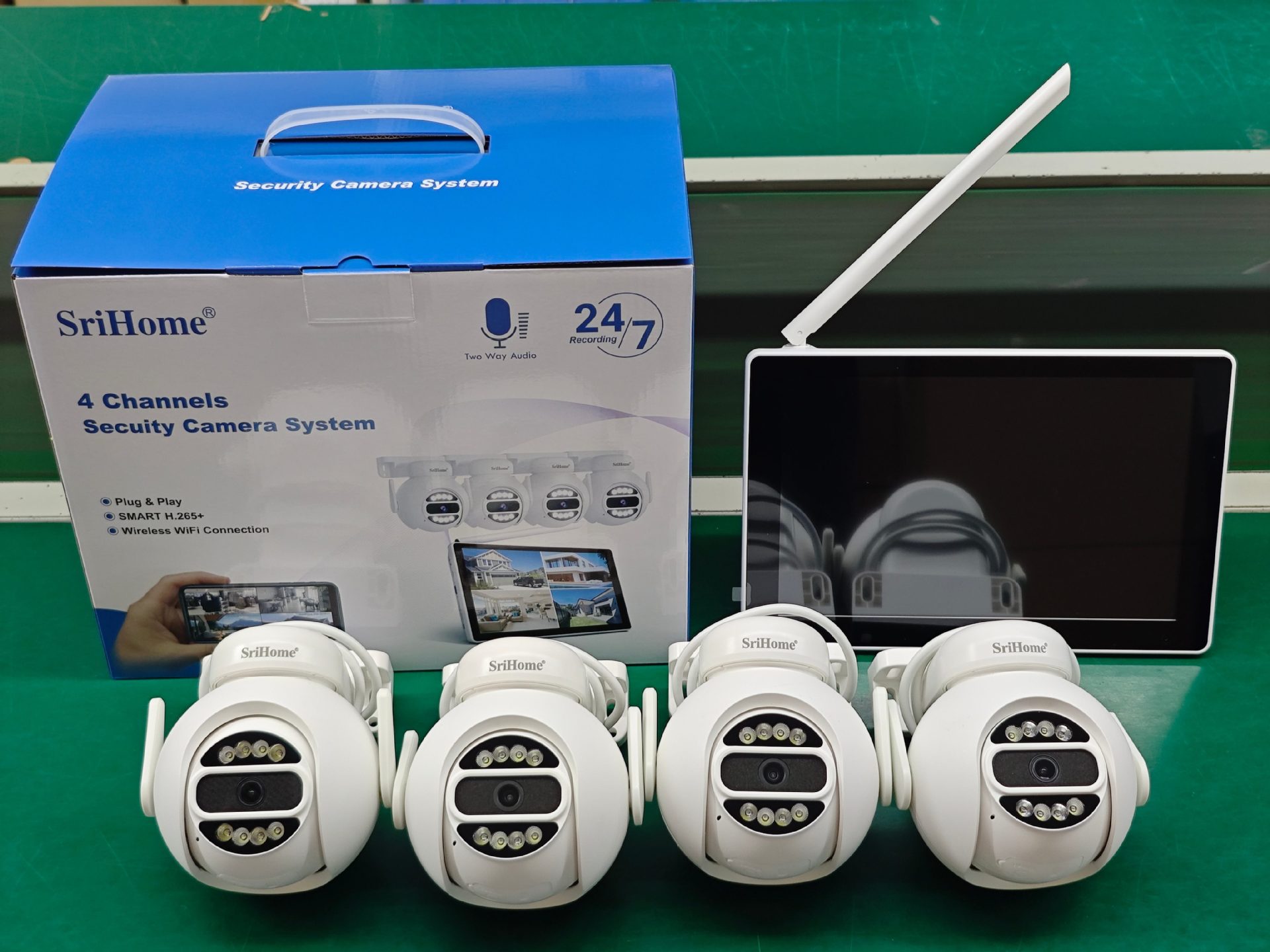 SriHome 8-channel monitoring kit, 5MP camera, 10-inch display