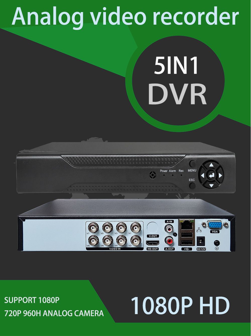 DVR video recorder, 4/8/16 channel, H.265, AHD coaxial