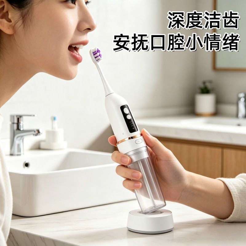 Electric toothbrush with water flosser combination