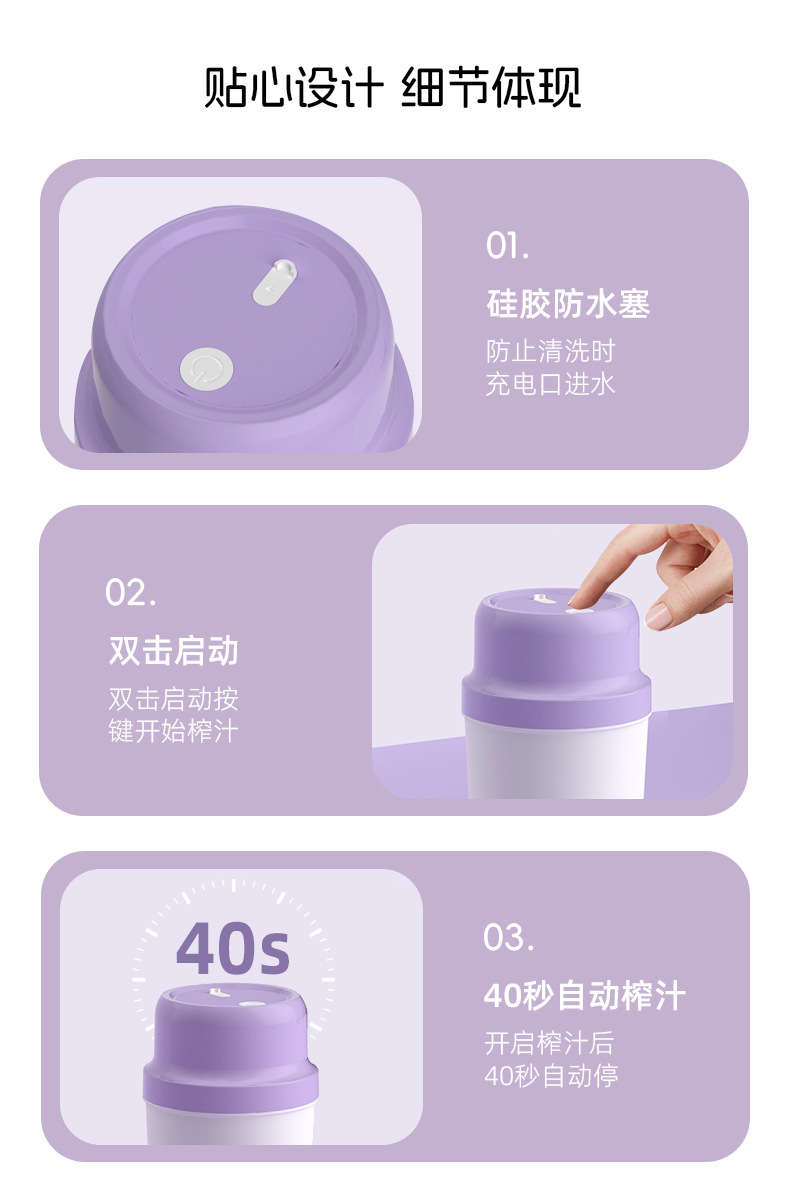 Electric portable mini juicer cup, wireless