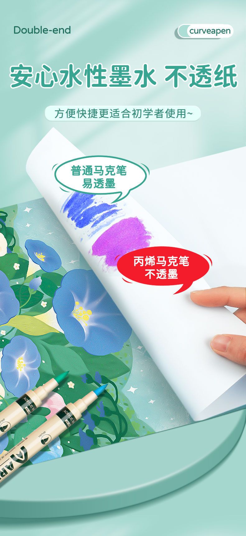 跨境代发双头丙烯马克笔36色套装防水速干可叠色涂鸦彩笔绘画笔