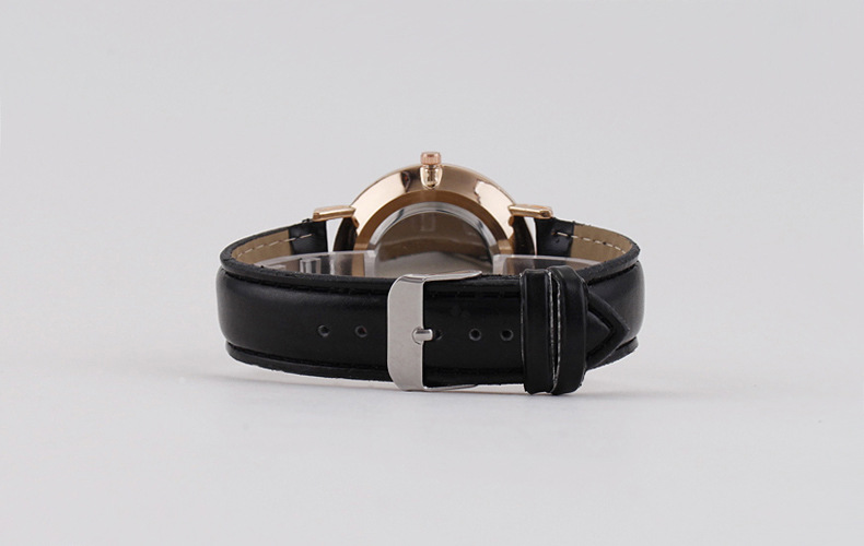 Herrenuhr, ultraflach, Lederarmband, Quarz