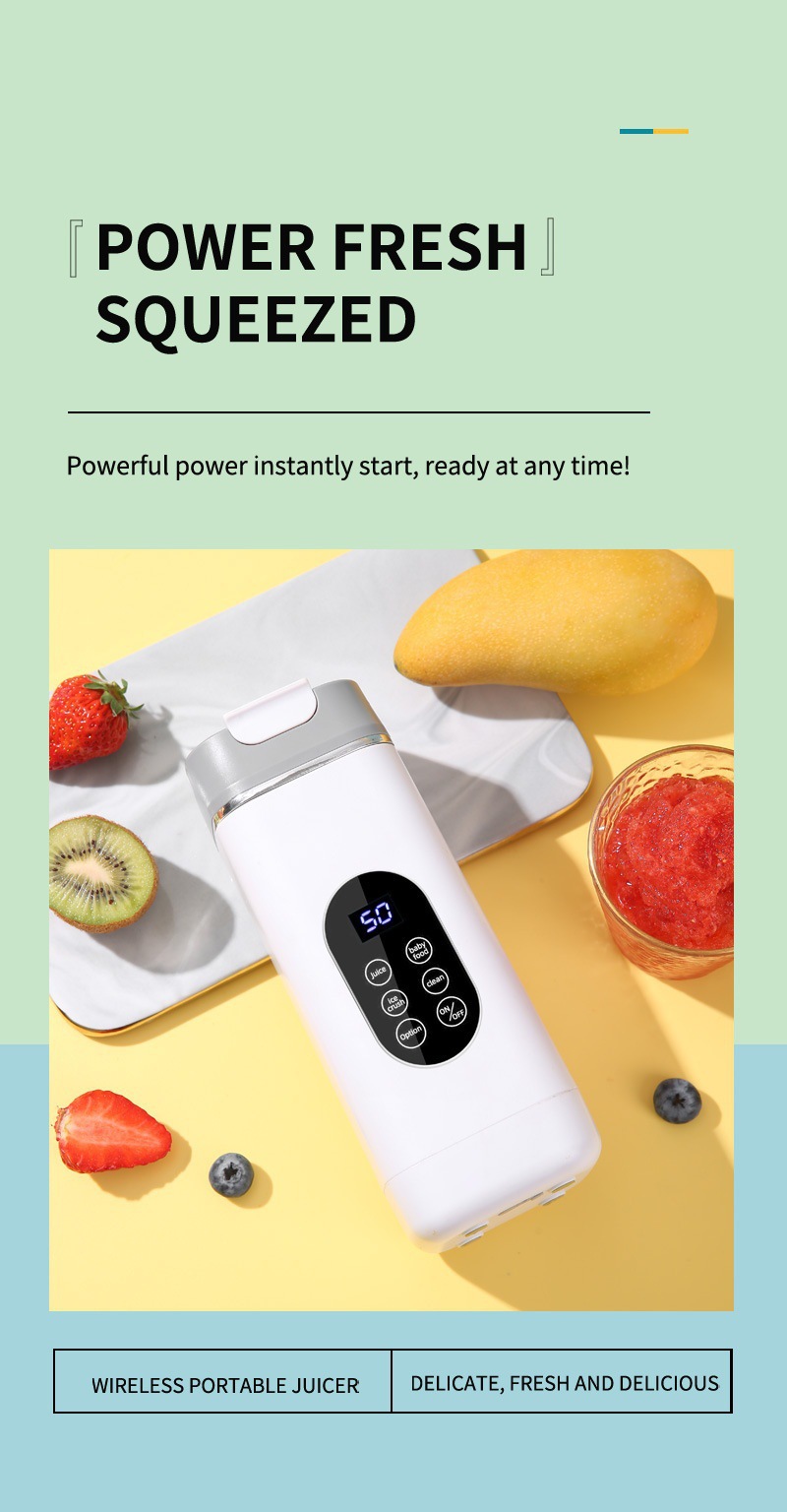 Portable USB rechargeable juicer, 12 blades, ice crusher