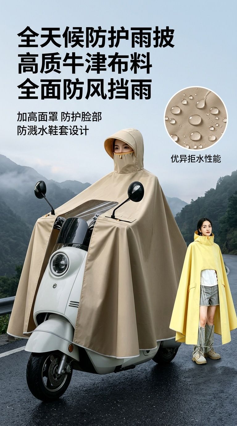 Damen Elektromobil-Regenmantel, vollständiger Regenschutz