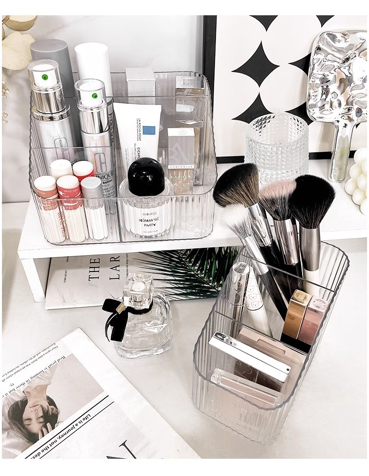Transparent cosmetics storage box, desktop organizer