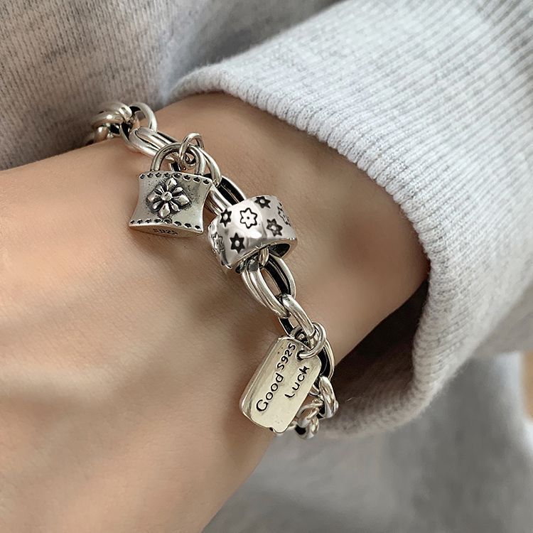 925 gümüş yıldız bilekliği, vintage stil