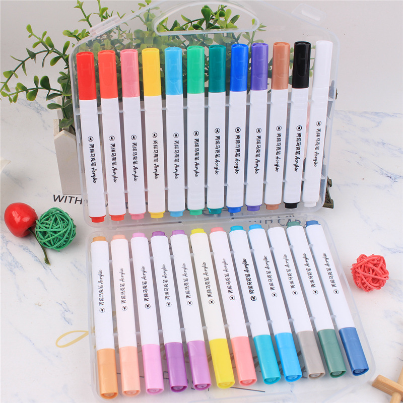 Acrylmalstifte, 12er/24er/48er-Set, zum Malen auf Stoff/Keramik/Holz, wasserfest