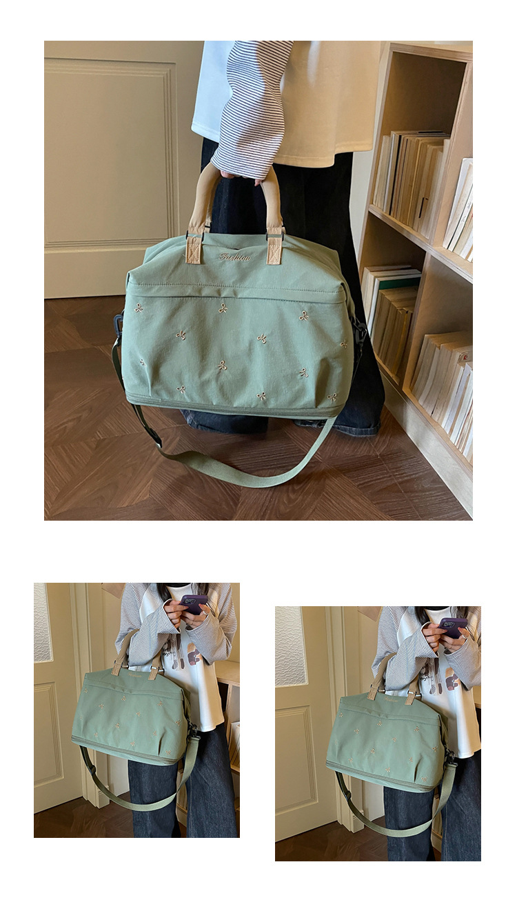 Bow-Detail Large-Capacity Travel Bag with Padding, Single Shoulder