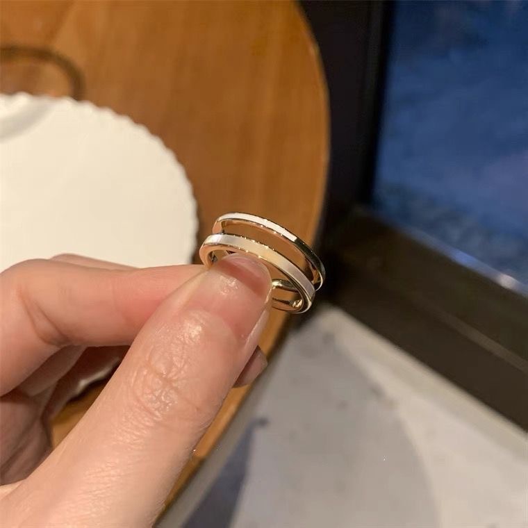 Çift katmanlı damla sırlı açık yüzük kadın