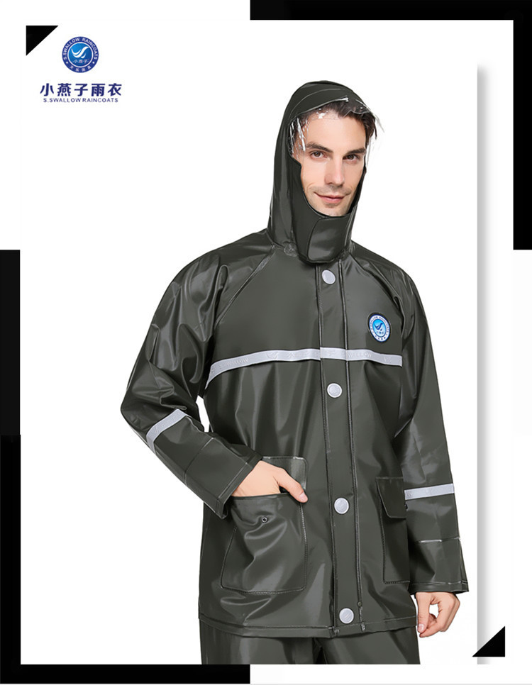 Men's raincoat and pants set, two-piece thickened
