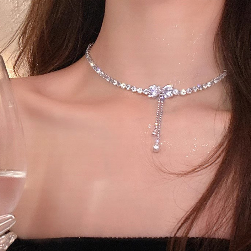 Strass-Quasten-Halskette, edles Design Schlüsselbein-Kette