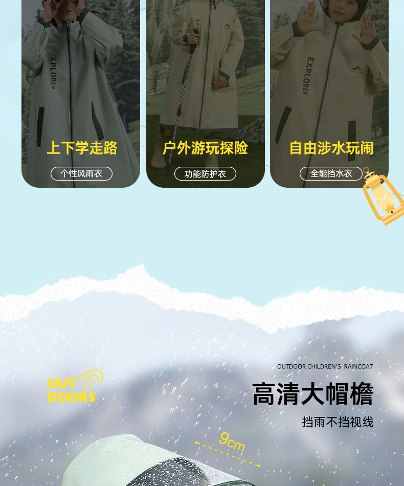 Beimei Children's Raincoat with Backpack Space