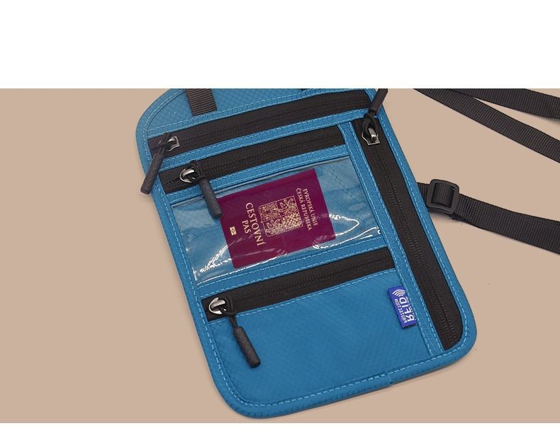 Çok işlevli RFID belge çantası, boyun askılı