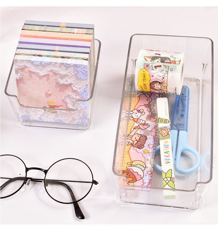 Acrylic desktop storage box, transparent, for cosmetics and skincare