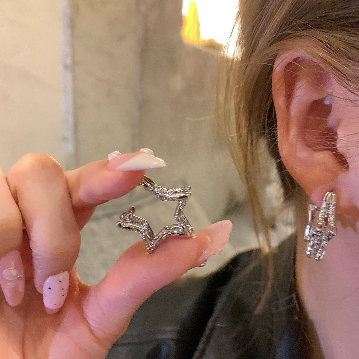 Minimalist metal pentagram küpeler kadın yeni tasarım çivi tipi