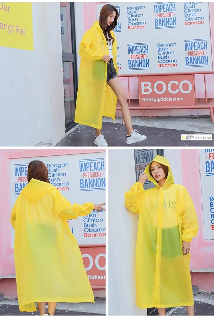 Reusable one-piece raincoat, long style, for cycling
