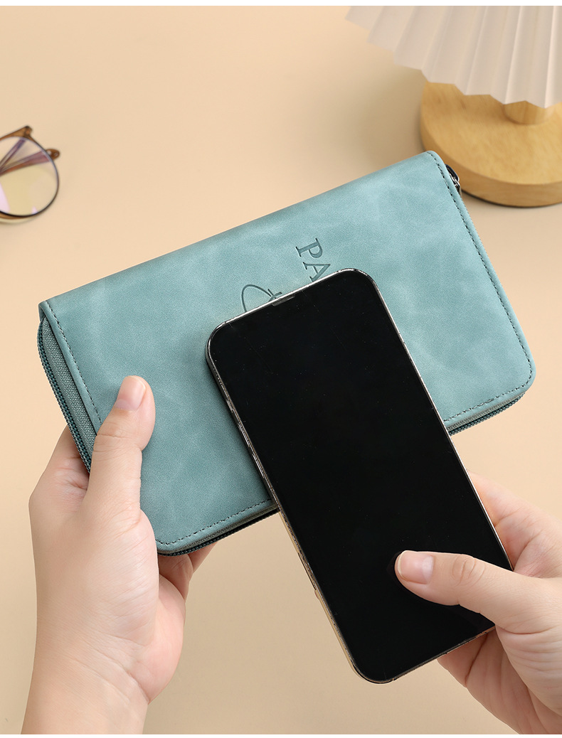 RFID passport holder with zipper for travel