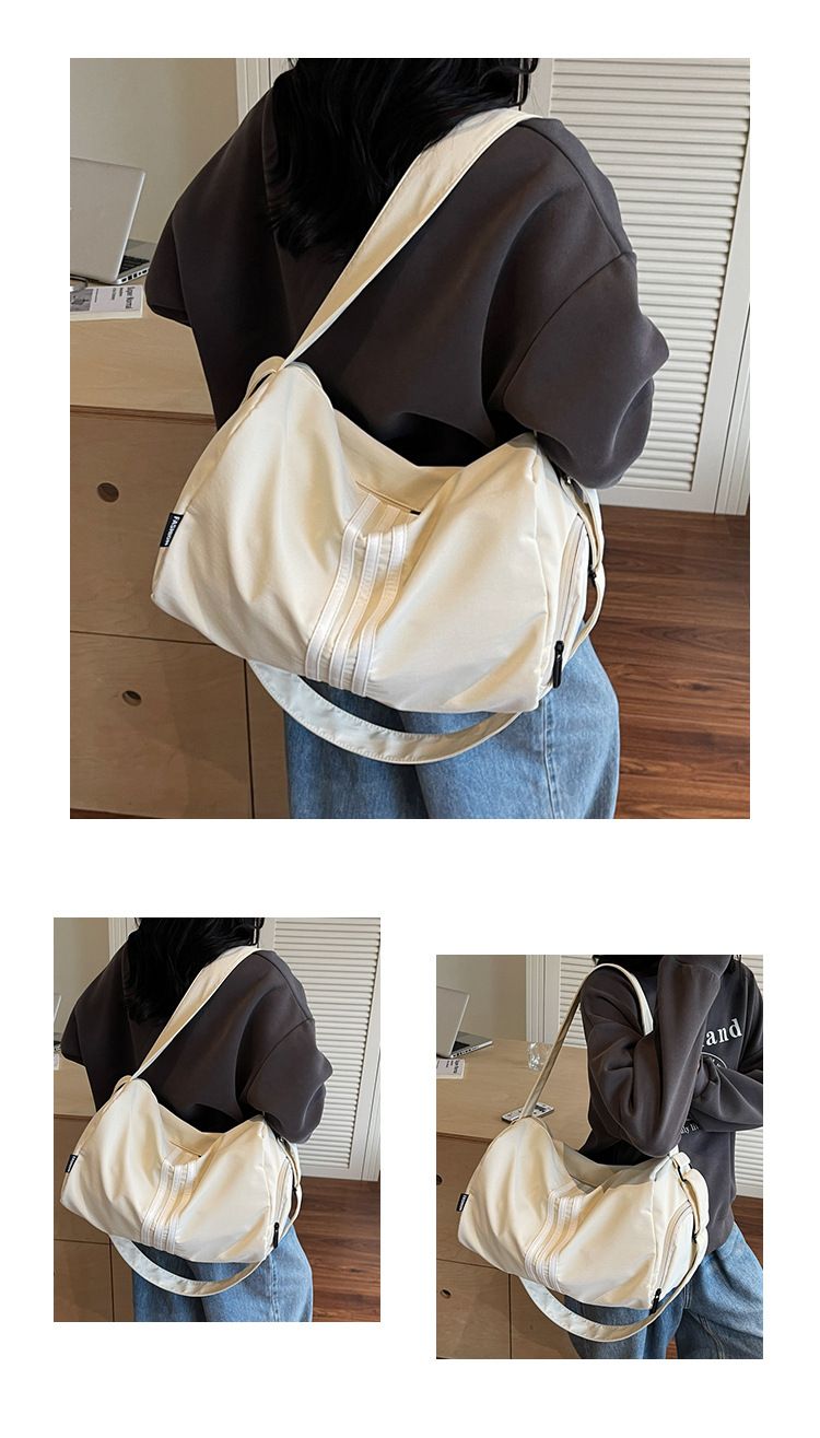Striped Travel Bag, Large Capacity, Sports Style