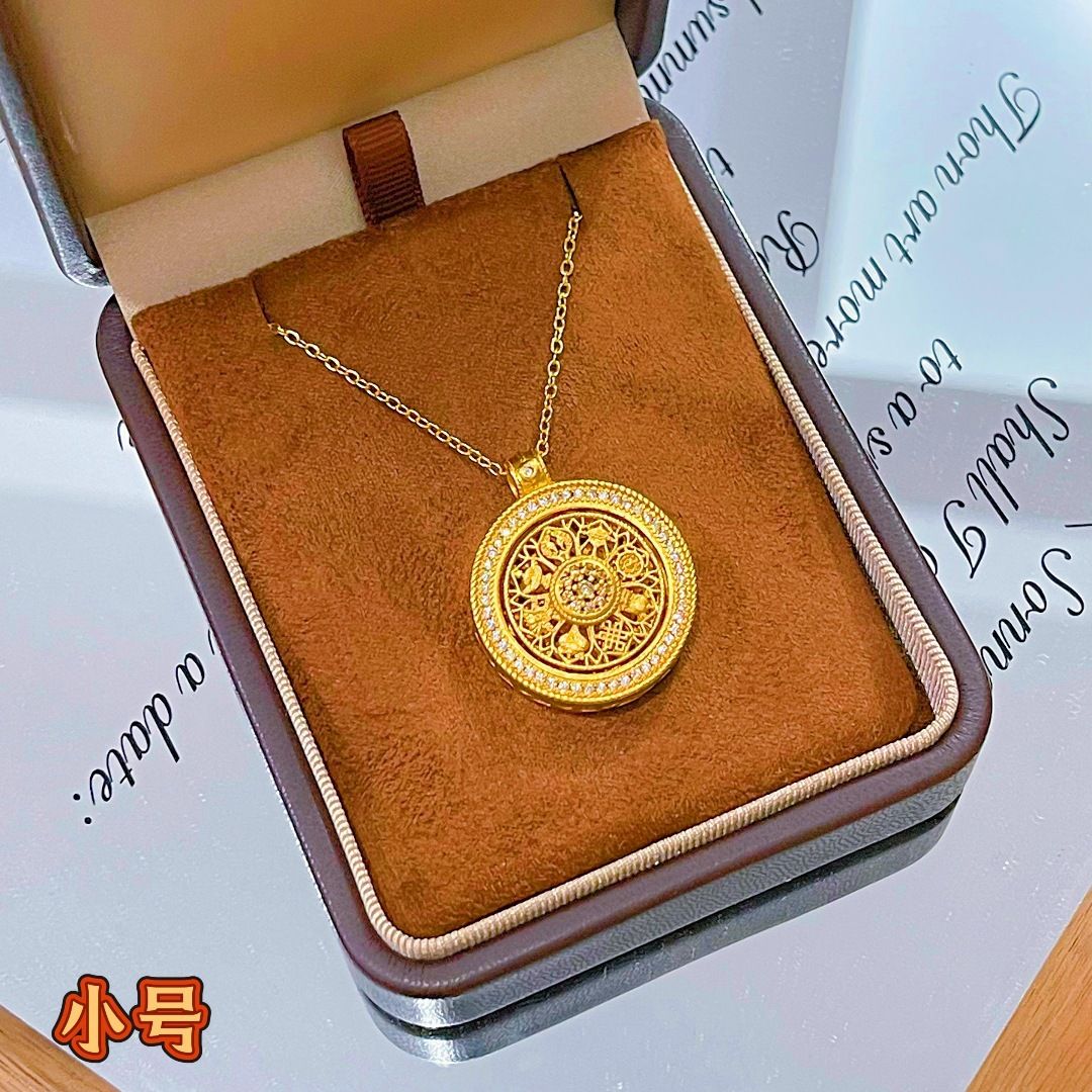 Vietnamese gold compass pendant rotatable women necklace