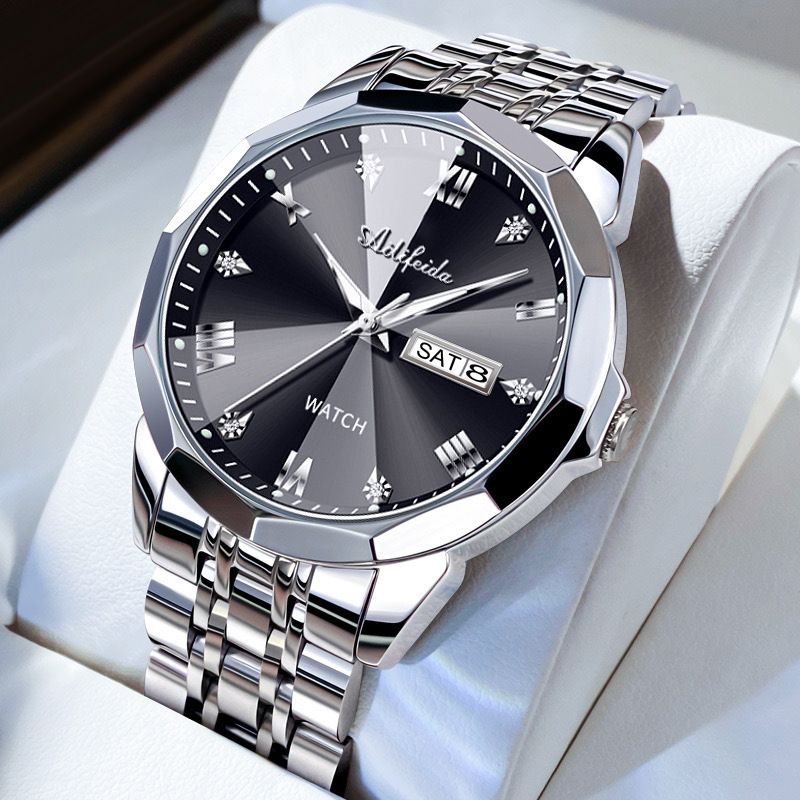 Men's Quartz Watch Hollow Caseback Calendar Luminous
