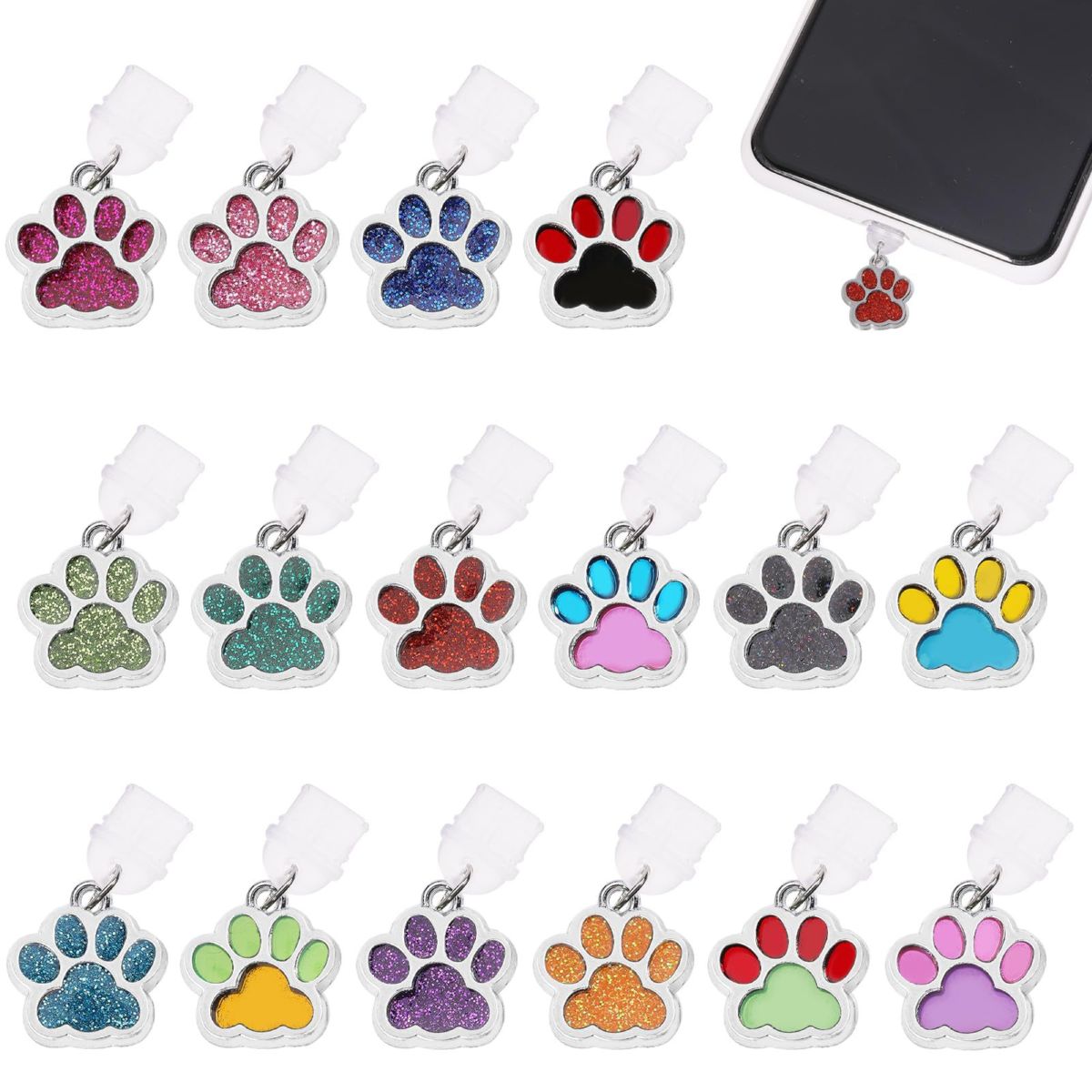 16个组合USB-c防尘塞 Kawaii Dust Plug Charm，珐琅彩猫爪新款
