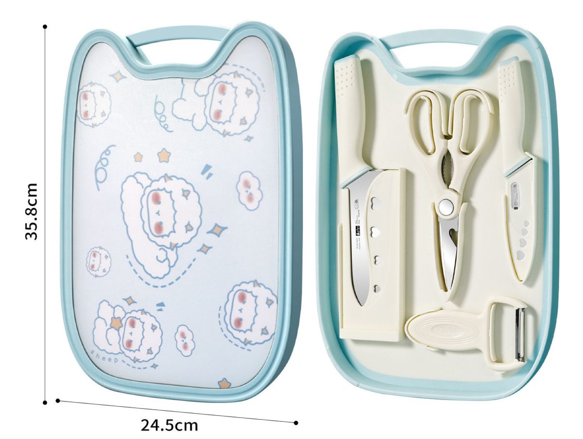 Kitchen knife and cutting board 2-in-1, baby food preparation set