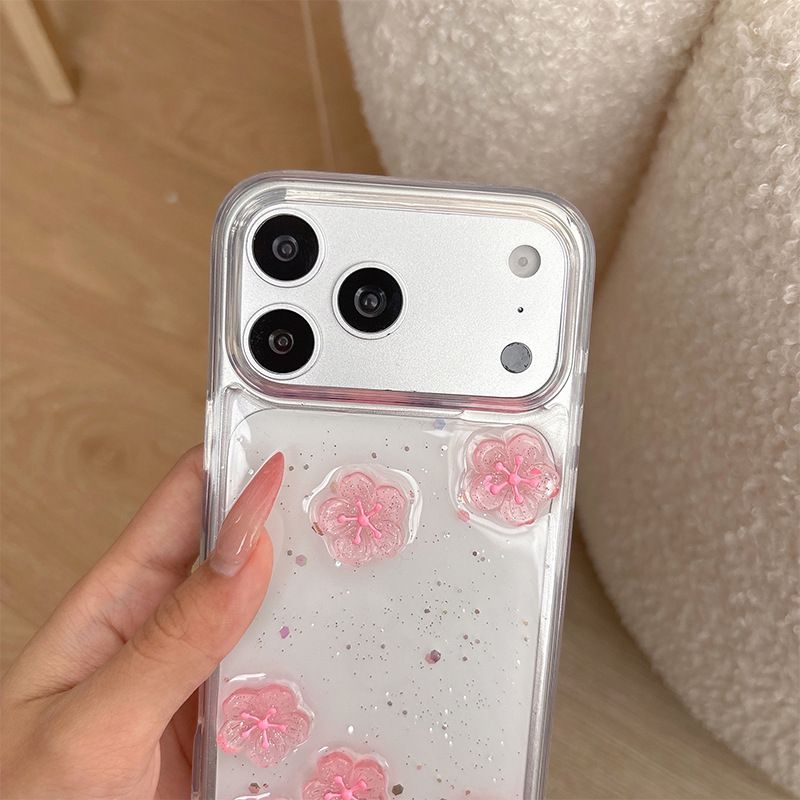 Apple iPhone 17 Pro pembe kiraz çiçeği şeffaf kılıf