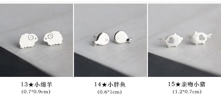 S925纯银韩国个性冷淡风小耳钉女简约创意气质学生百搭耳环耳饰品