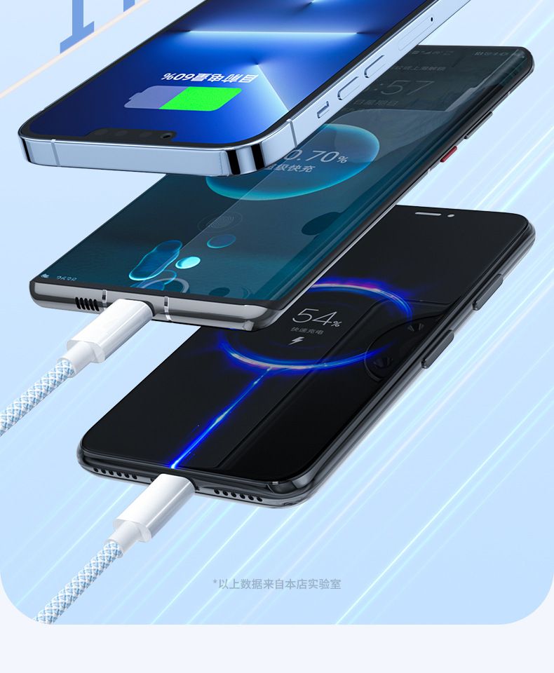 3-in-1 Datenkabel 66W, kompatibel mit Apple, Huawei, Xiaomi, OPPO
