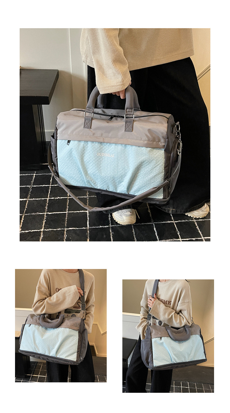 Expandable travel bag with shoe compartment, wet-dry separation