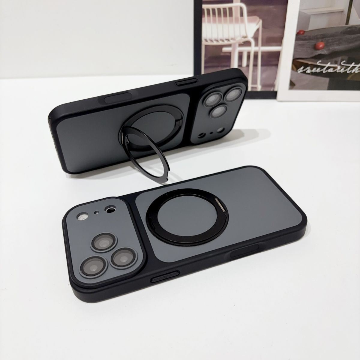 iPhone 18 Pro Max case, magnetic stand, soft touch, dual color