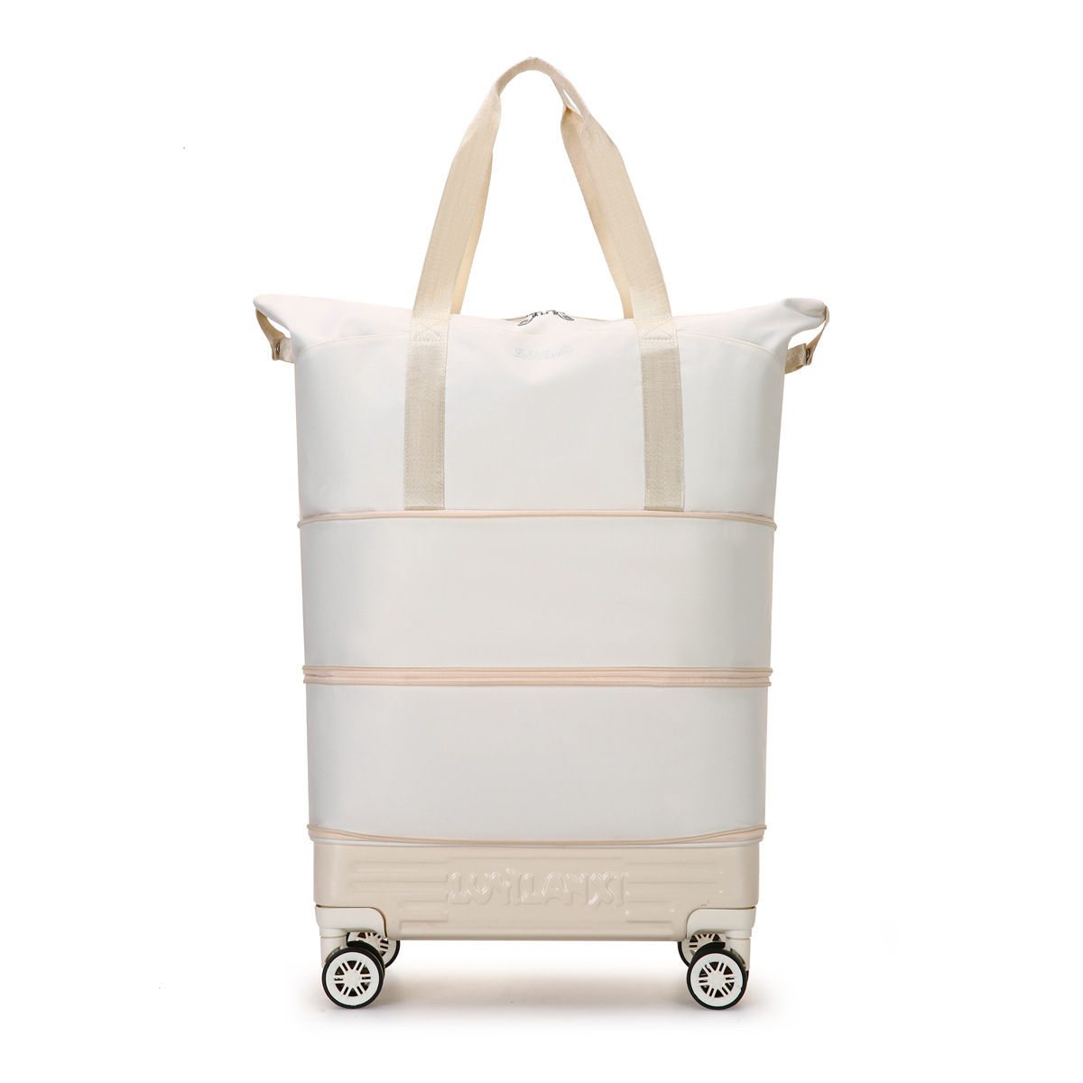 Travel luggage with pull rod and wheels, foldable, expandable capacity