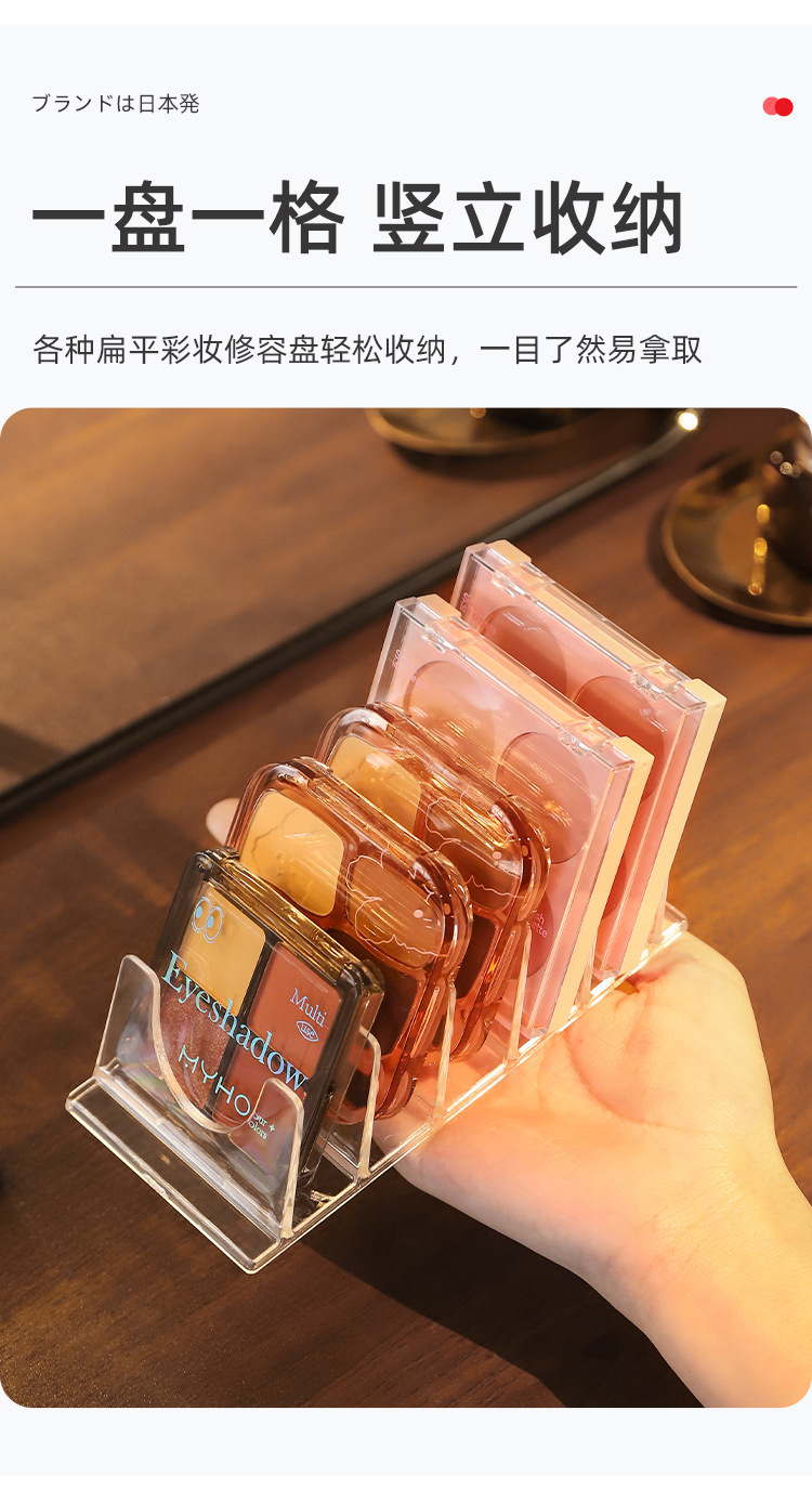 Multi-grid makeup storage box, transparent, desktop organizer