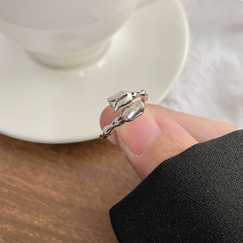 925 silver flower open ring, Thai silver, non-tarnishing