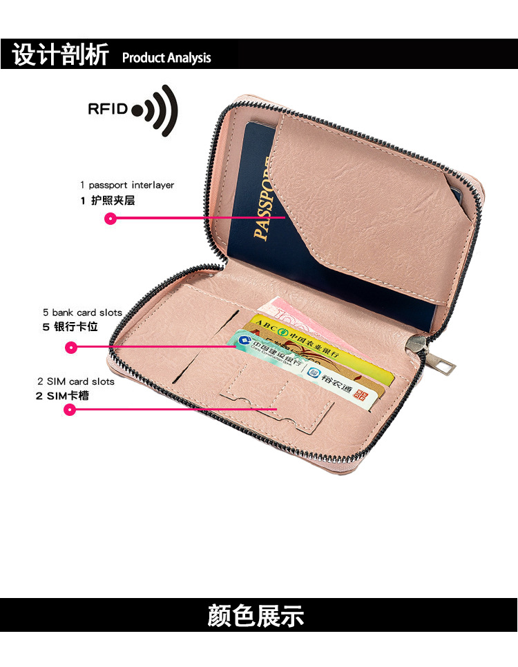 RFID pasaport kılıfı seyahat kimlik kartı cüzdan seti