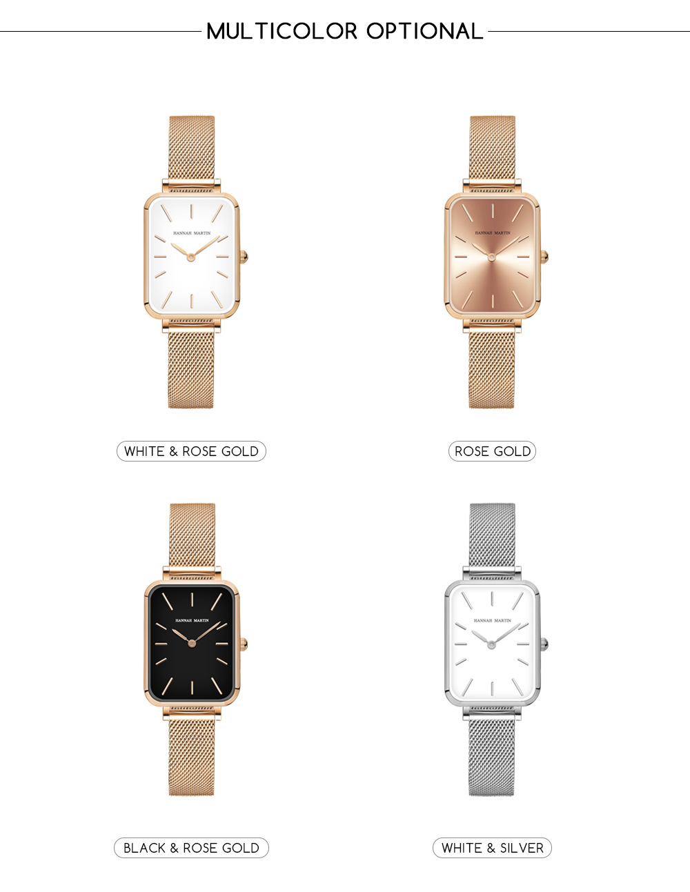 Waterproof Square Dial Watch, Japanese Movement