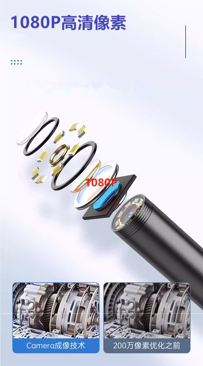 High-resolution rotatable endoscope camera with smartphone connection