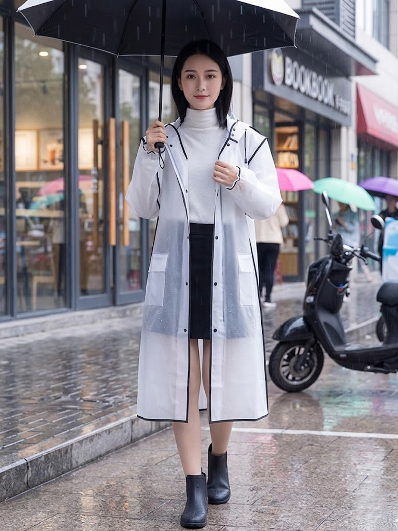 EVA cycling raincoat with detachable double-layer peaked visor