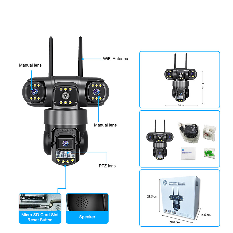 V380 Pro Überwachungskamera Drei-Objektiv WIFI Außenbereich
