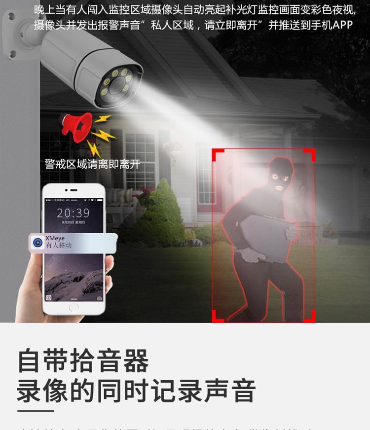CCTV 4-channel POE surveillance kit, 4K camera, face recognition, audio intercom