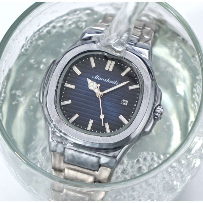 Nautilus men's quartz watch, square design, waterproof