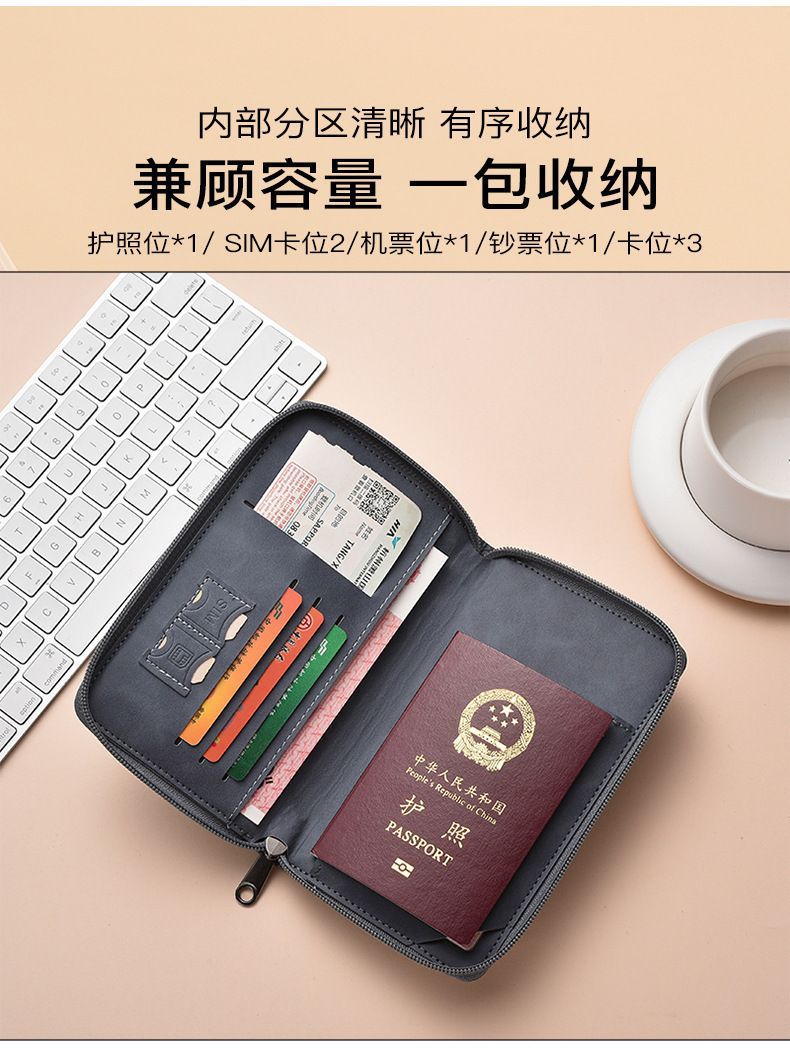 Zippered Passport Holder, Travel Document Organizer