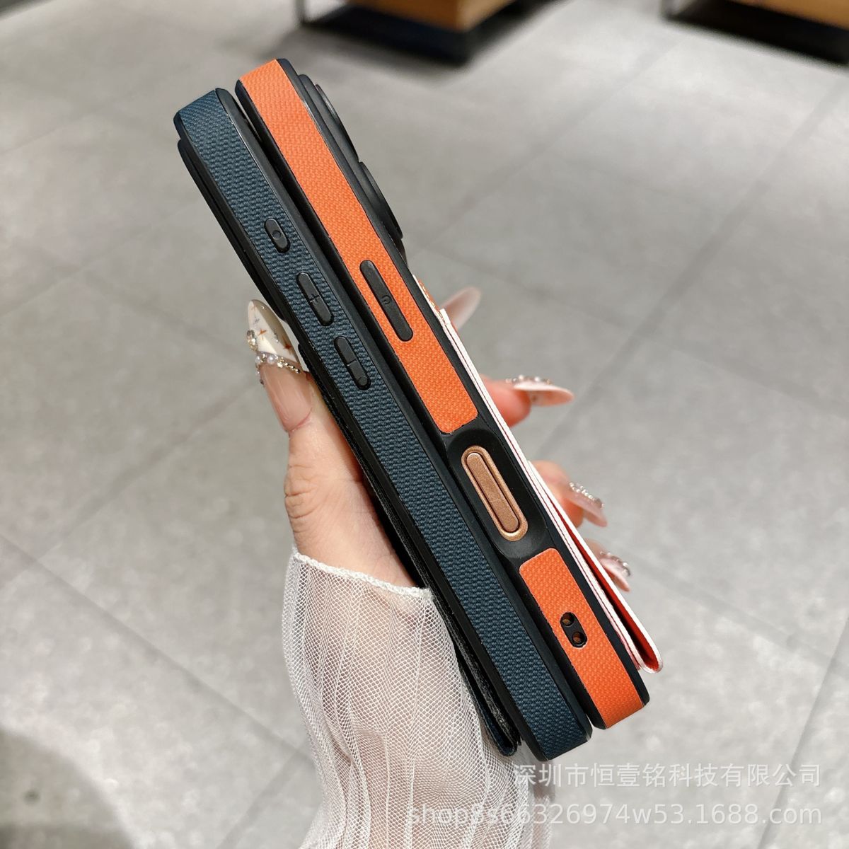 iPhone 17 phone case, fabric texture, card slot, foldable stand